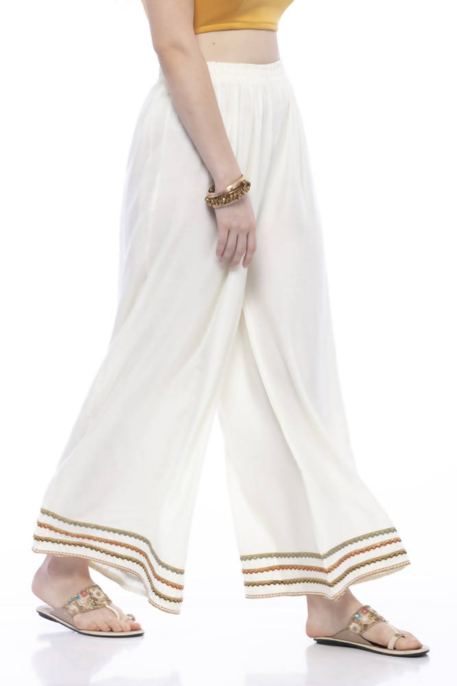 Mominos Fashion Reyon Cotton Cream Palazzo