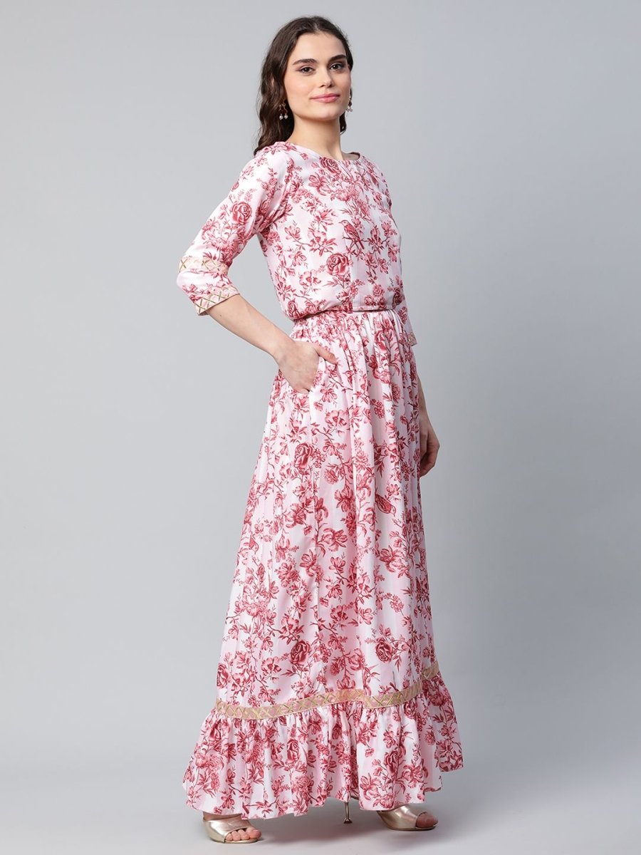 Ahalyaa Women Rayon Pretty Pink Printed Ready to Wear Lehenga Choli with Dupatta