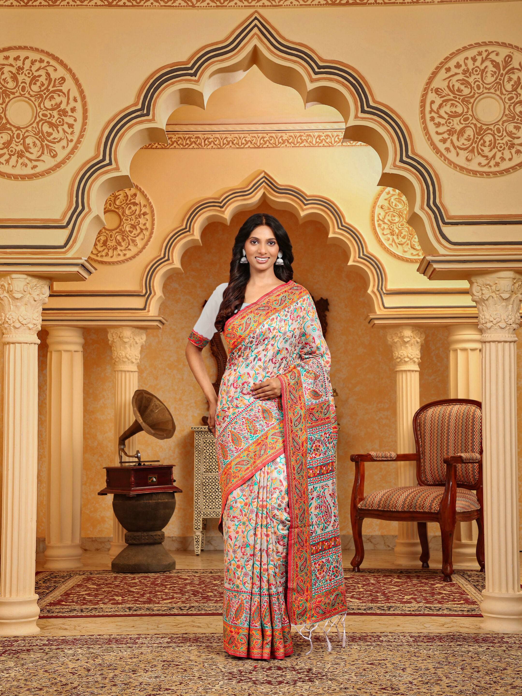 Shree Shyam Fashion Linen Cotton(Woven Work) Multicolour Saree