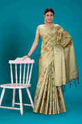 Pista Soft Organza Woven Design Saree with Unstitched Blouse Piece - Zaara