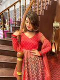 Partywear Designer Redpink Chanderi Suit - Anbazaar