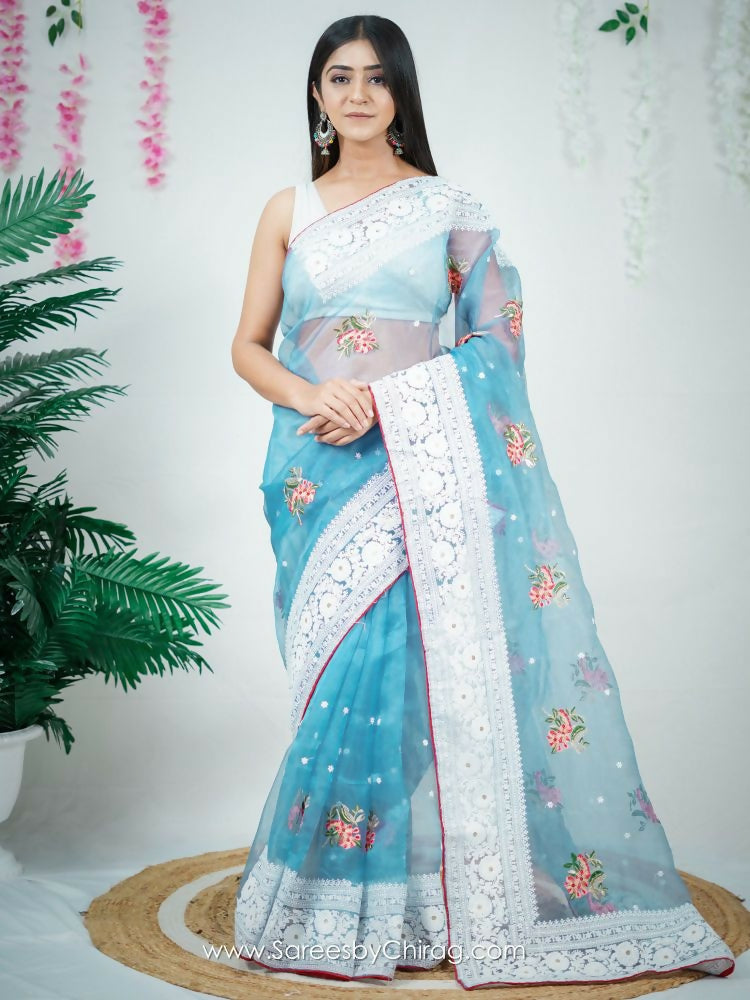 Vamsee Sambhuti Sky Organza Saree