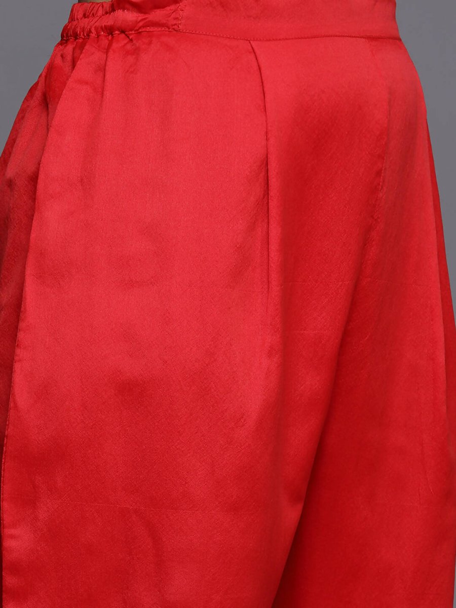 Ahalyaa Women Red Ethnic Motifs Kurta with Trousers