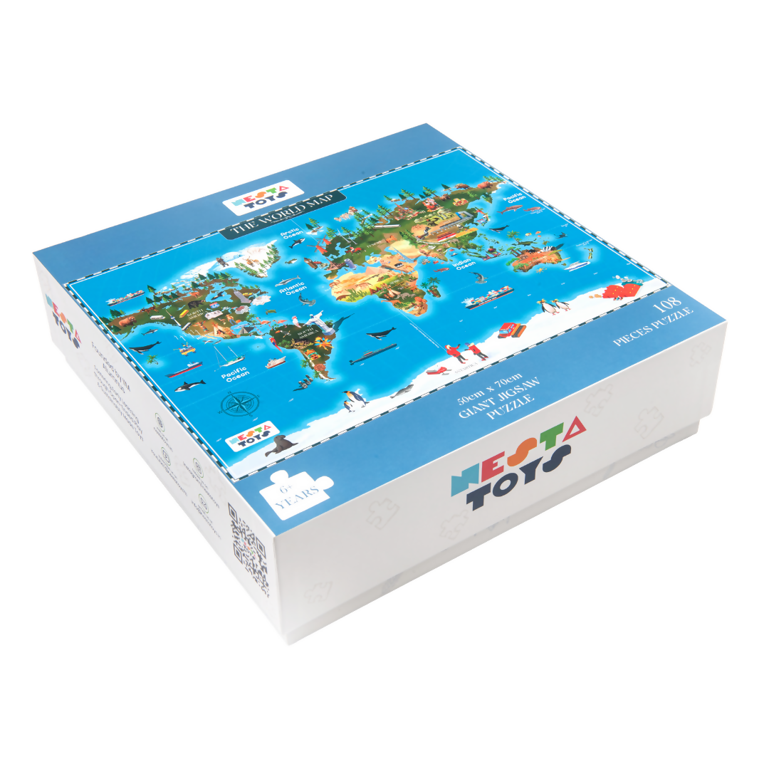 Nesta Toys World Map Jigsaw Puzzle for Kids, Jumbo Floor Puzzle, Educational Toy (6+ Years)