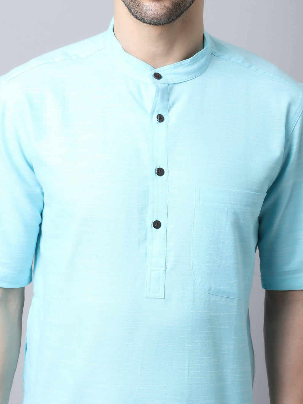Even Apparels Black Pure Cotton Men's Kurta With Band Collar