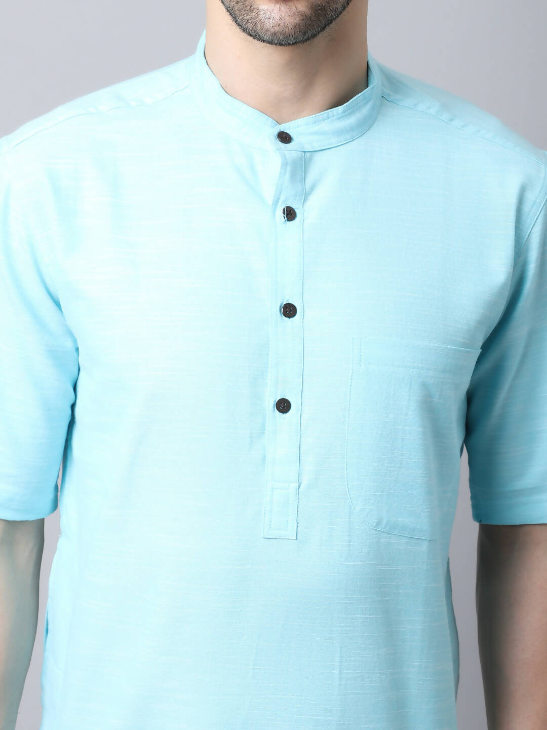 Even Apparels Black Pure Cotton Men's Kurta With Band Collar