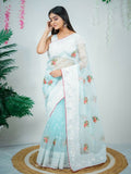 Vamsee Sambhuti Sea Green Organza Saree
