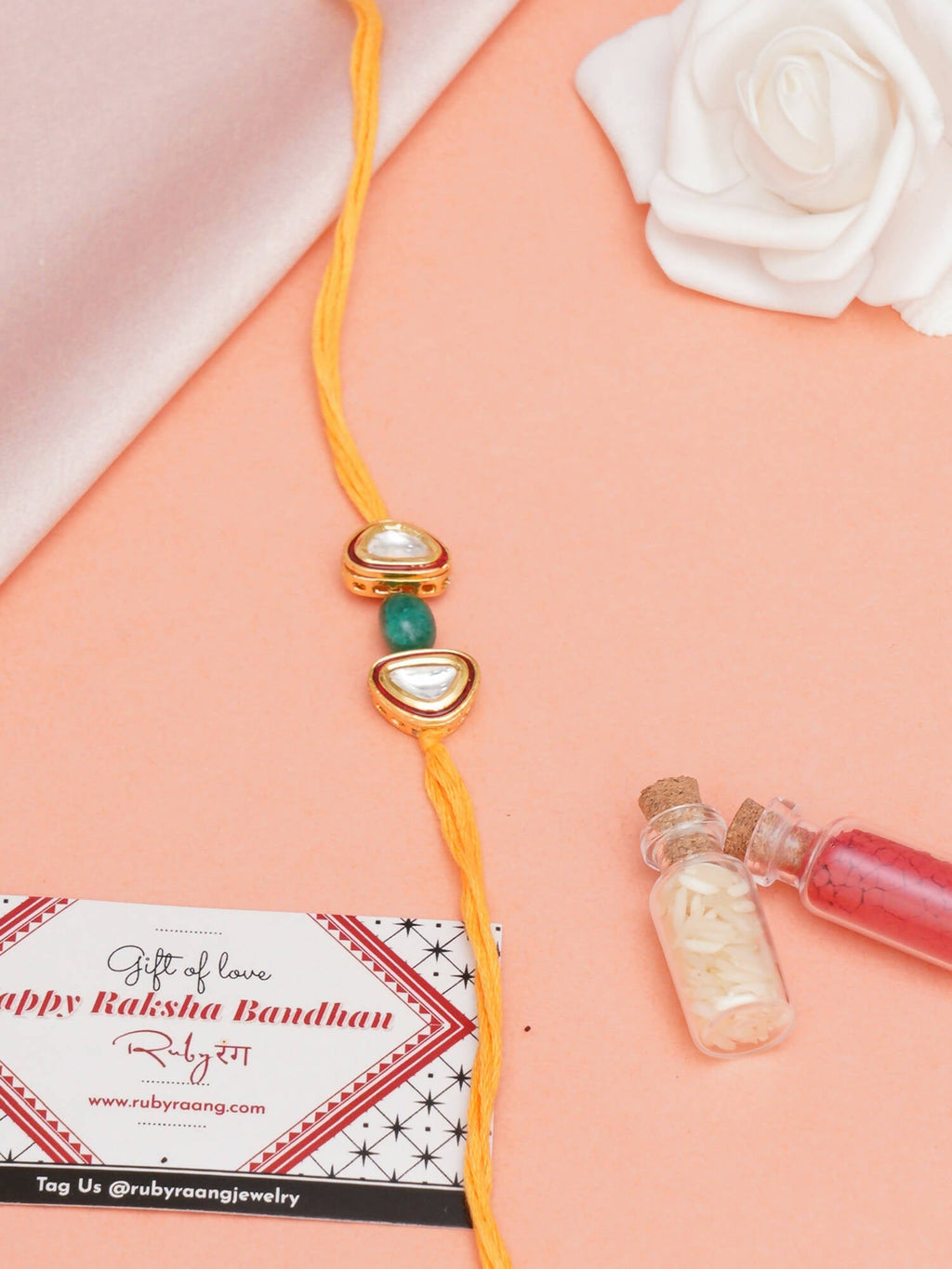 Designer kundan Rakhi - Ruby Raang
