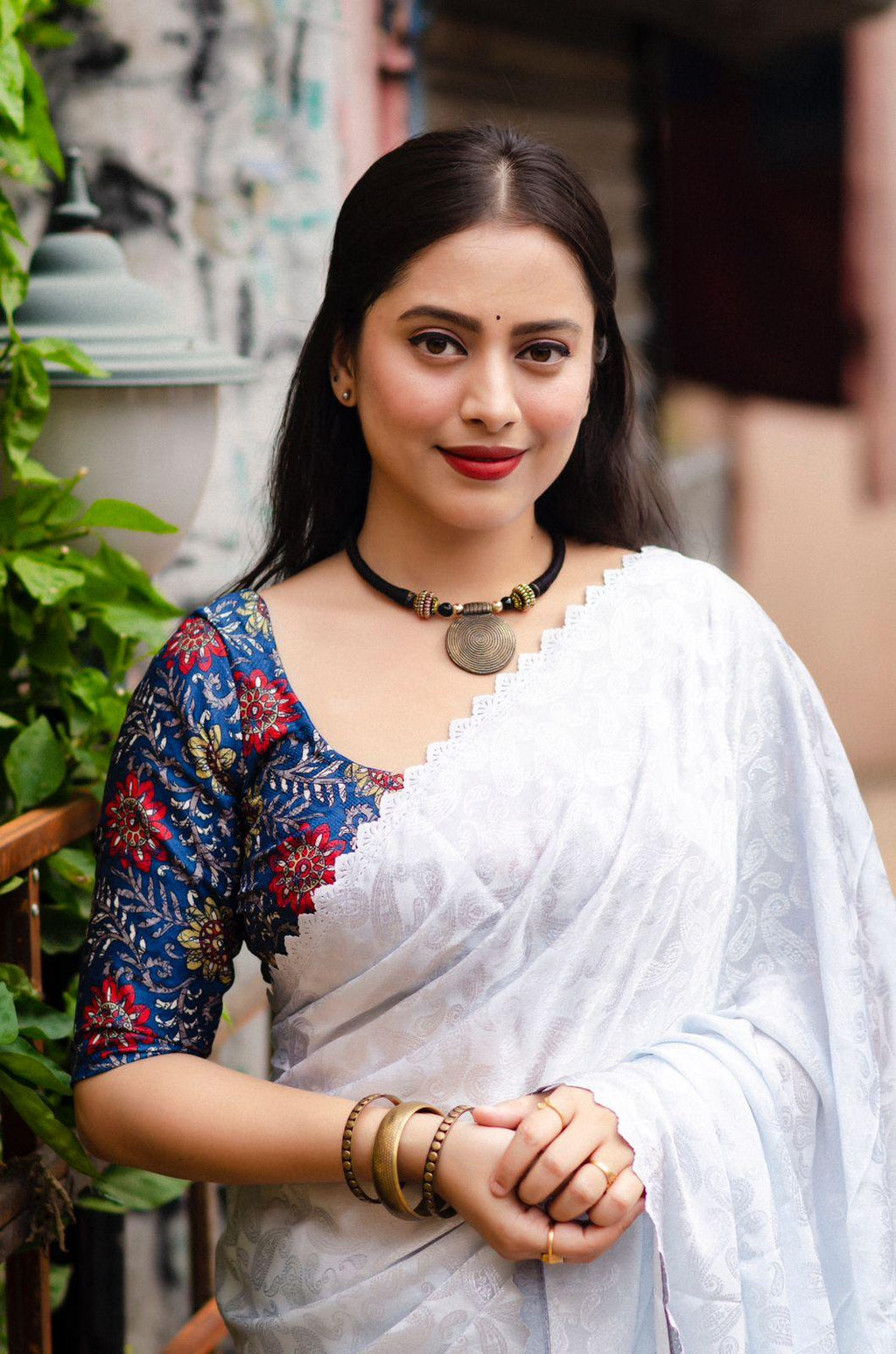 White Poly Silk Ethnic Motifs Saree with Unstitched Blouse - Hiral Fashion