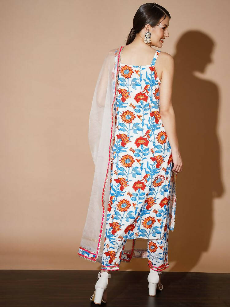 Myshka Women Multi Printed Kurta & Trousers With Dupatta