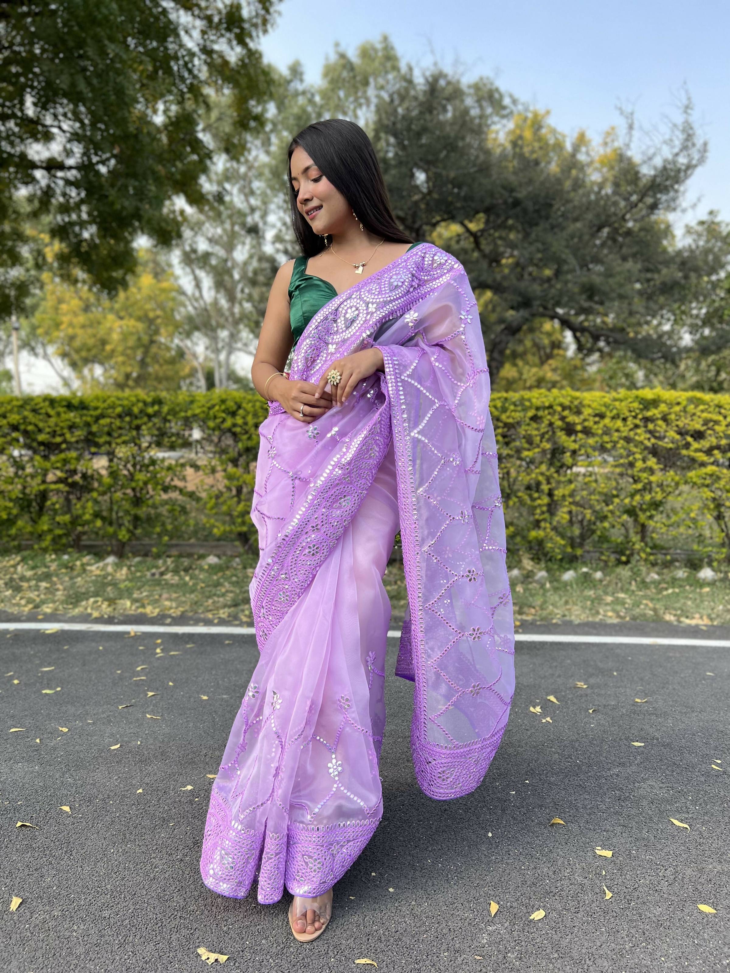 Vamsee Naina Purple Organza Saree