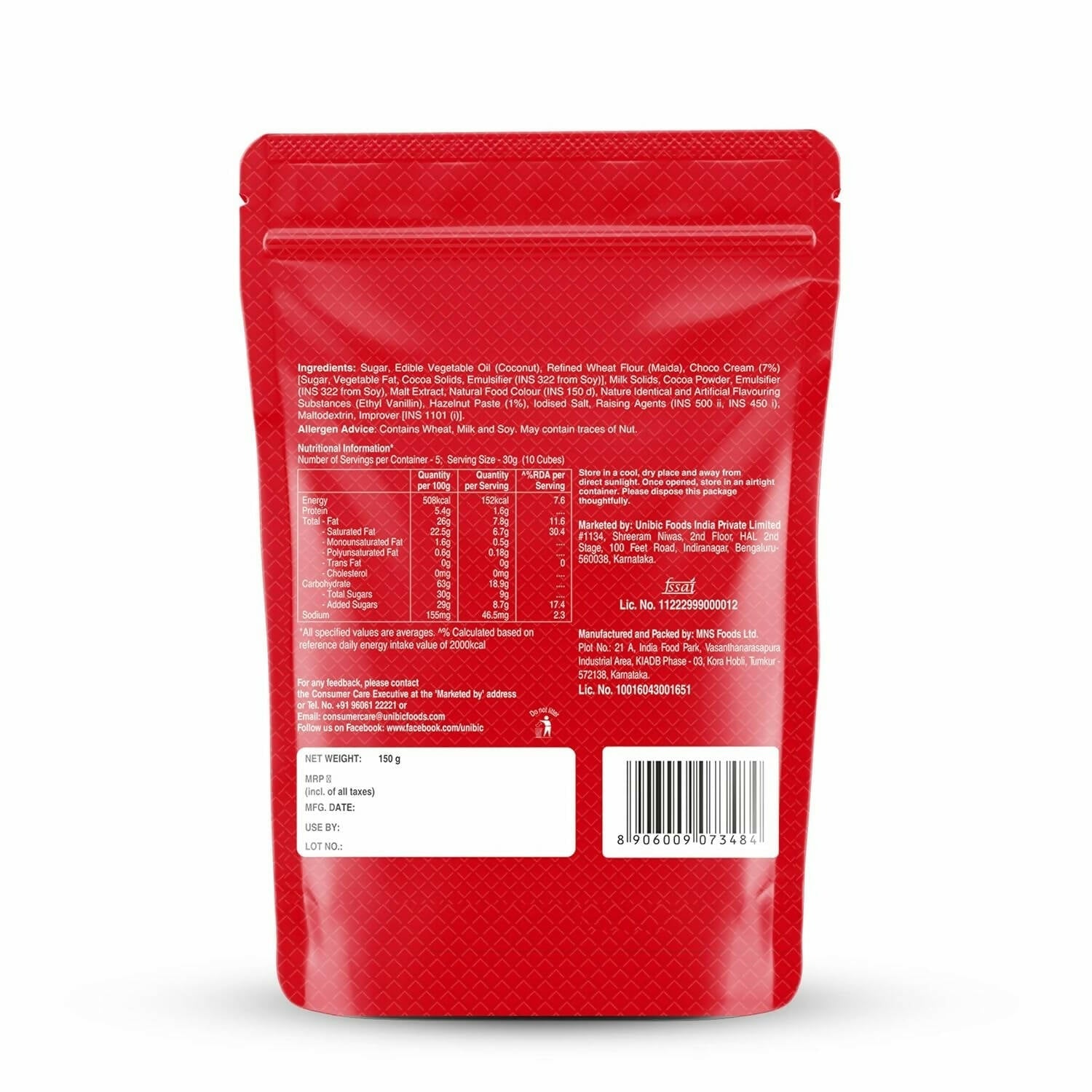 Unibic Qubz Wafer Biscuits Hazelnut Flavour