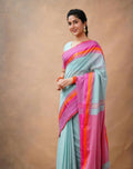 Exclusive Collection Light Blue Beautiful Khadi Cotton Handloom Saree