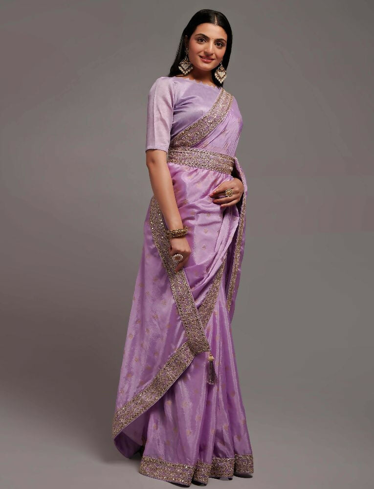 PR Fashion Onion Chinon Embroidery Lace Saree