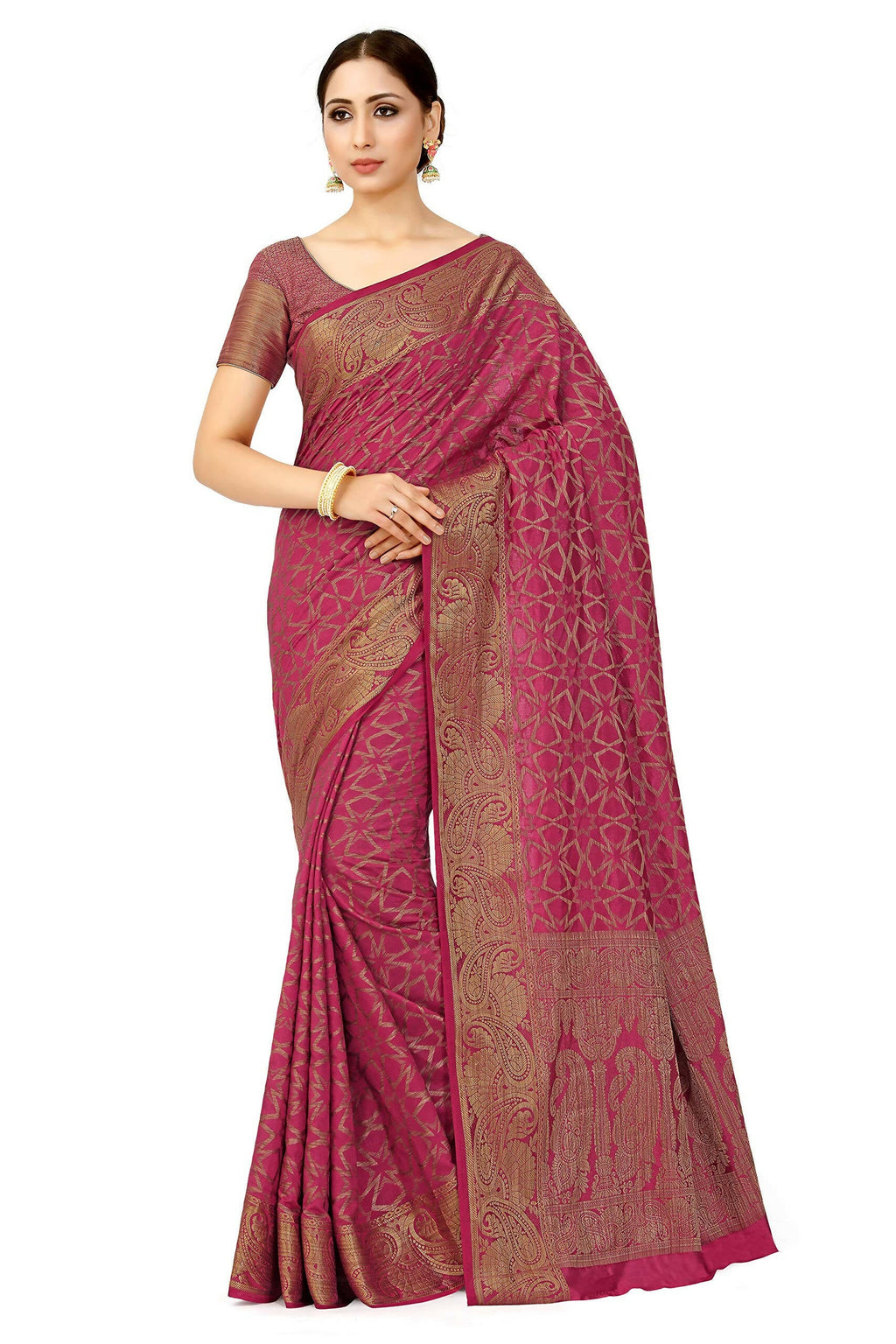 Mimosa Women's Pink Patola Art Silk Saree