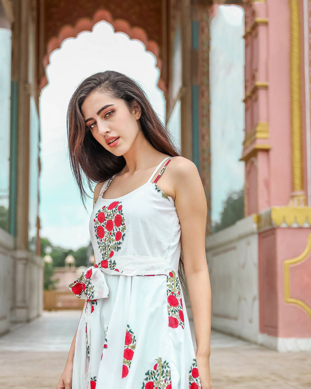 Designer Partywear Printed White Pure Maslin Gown - Anbazaar