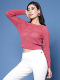 Women Winter Pink Cotton Pullover - Wool Trees