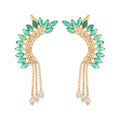 Nuyug 22K Gold Plated Faux Emerald Studded Contemporary Ear Cuff Earrings