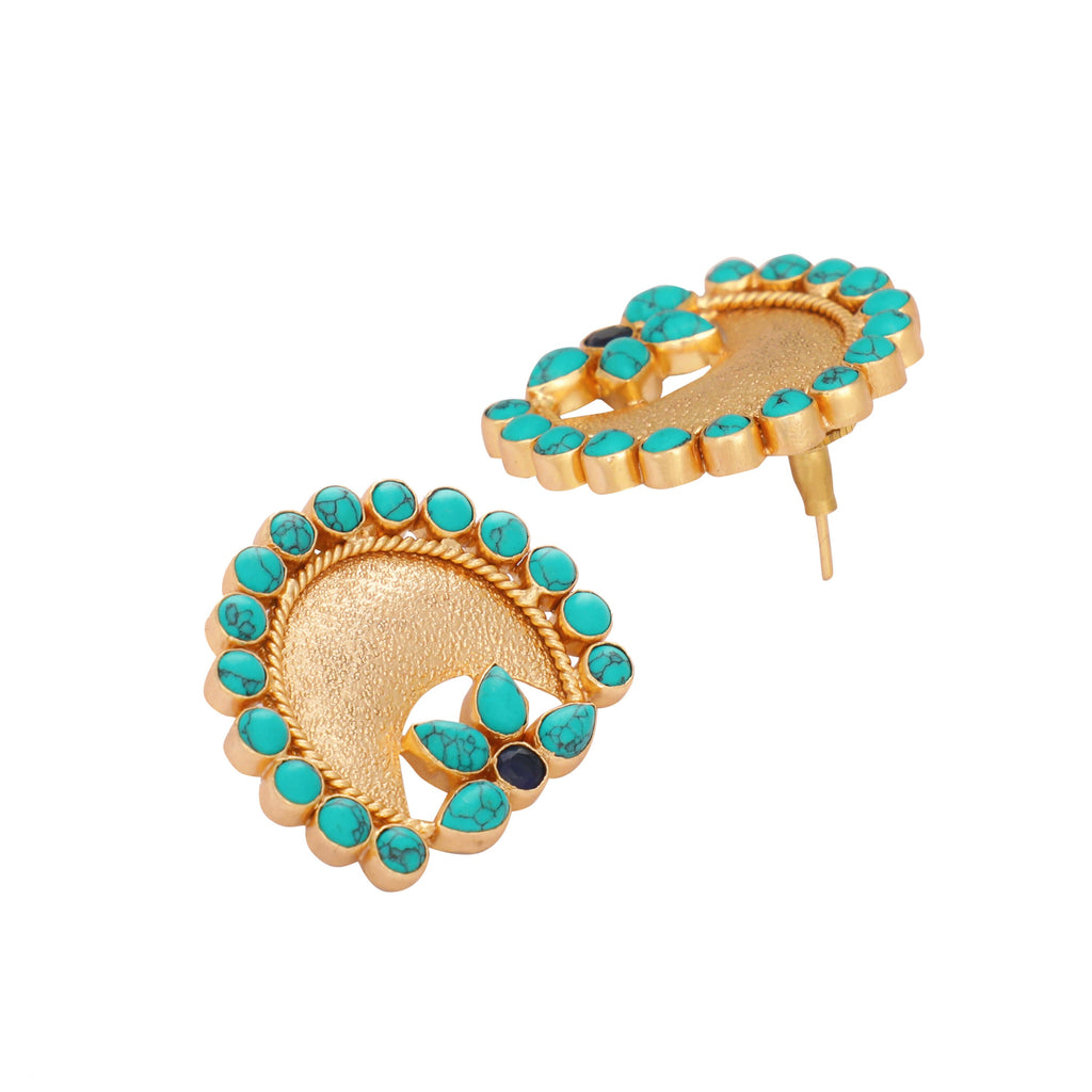 Nuyug Turquoise Crescent Earrings