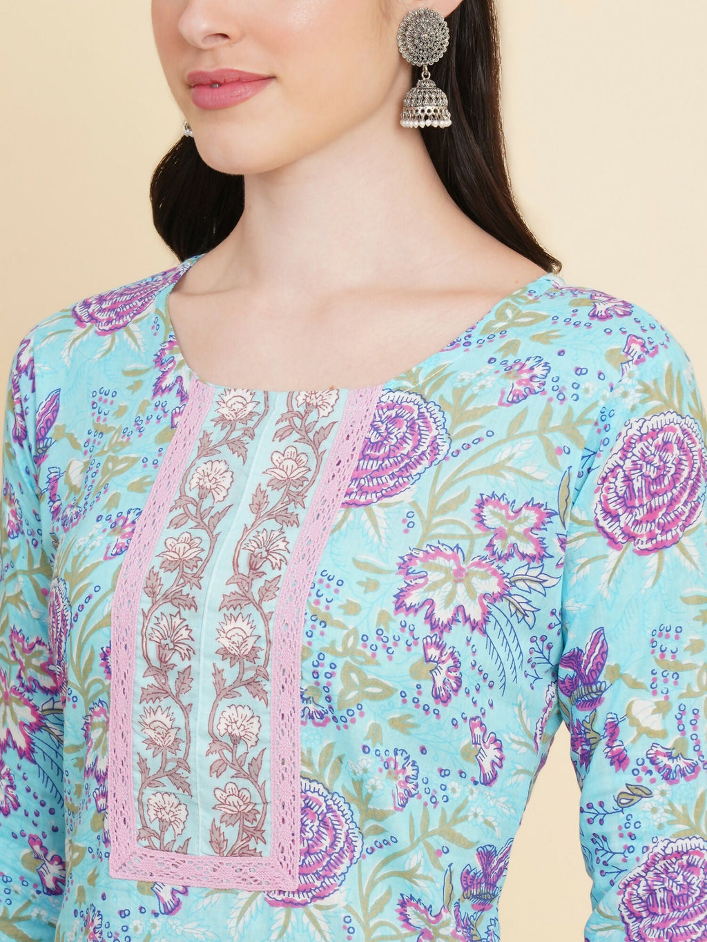 Designer Stylish skyblue Cotton Stitched Suit With Dupatta - Tanisha