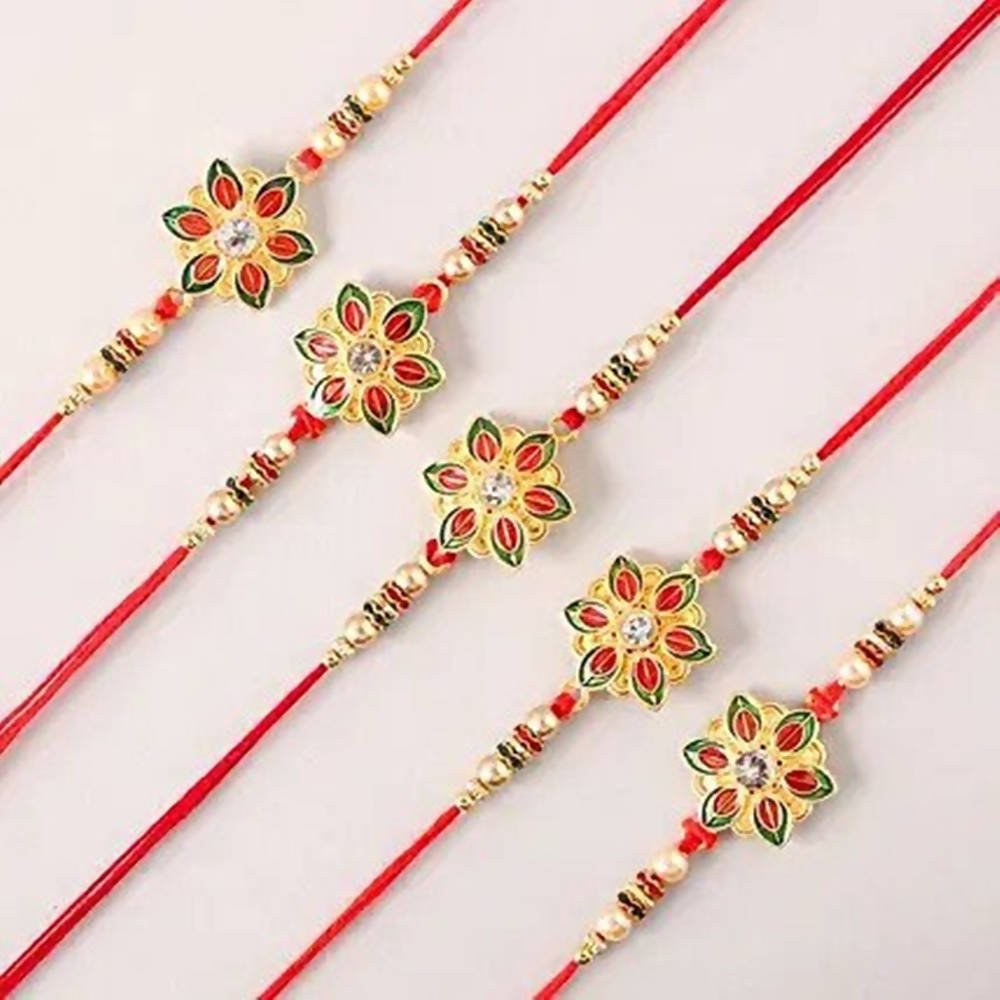 Alluring Meenakari Set of 5 Rakhi