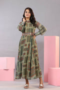 Juniper Women Green Chiffon Printed Maxi Dress