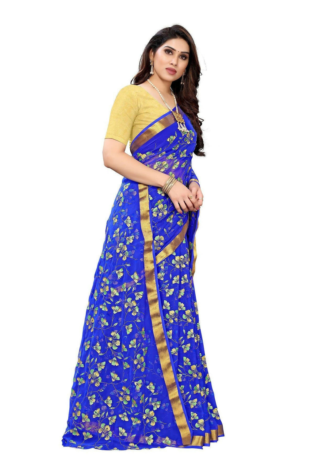 Vamika Blue Printed Chiffon Saree (UJALA BLUE)