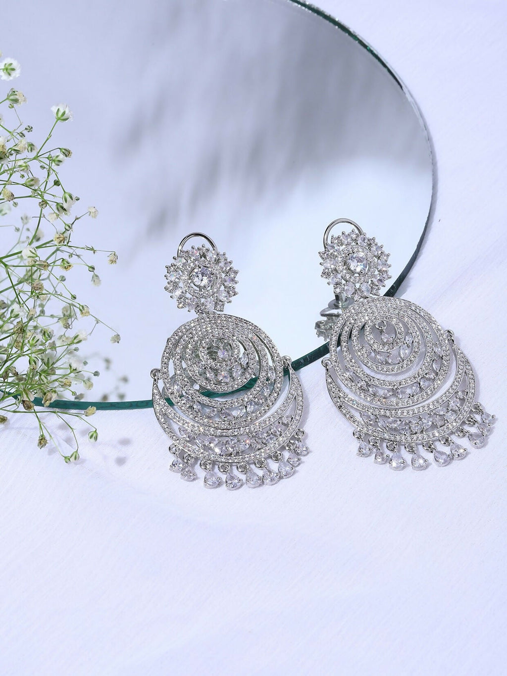 Diamond Chand Earrings- Ruby Raang