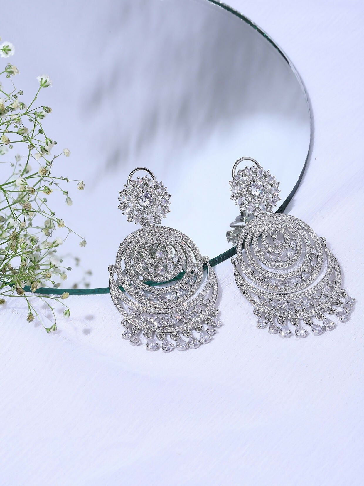Diamond Chand Earrings- Ruby Raang