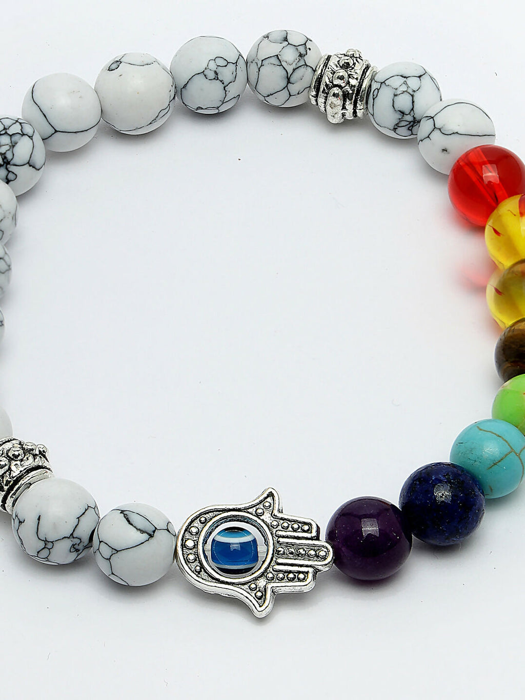 NVR Men & Women Multi Colour Marbel Crystal Elasticated Bracelet