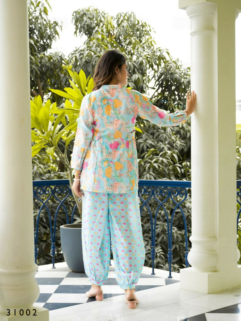 Casual Fashionable Multi Muslin Cotton co-ord set - Manya