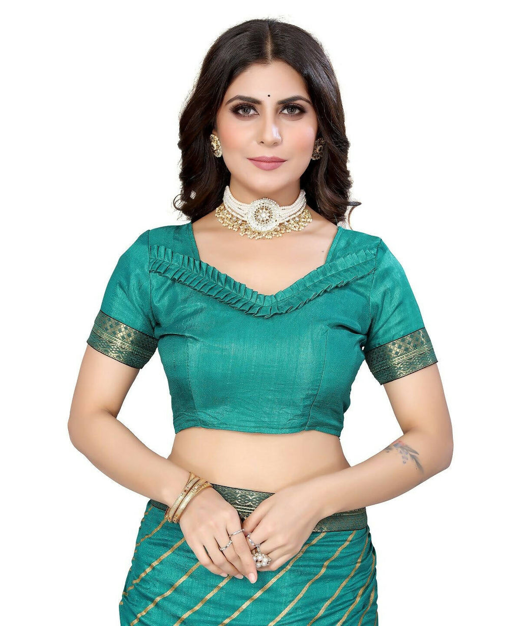 Vamika Dola Silk Green Lace Border Bollywood Style Saree (SUCHI GREEN)
