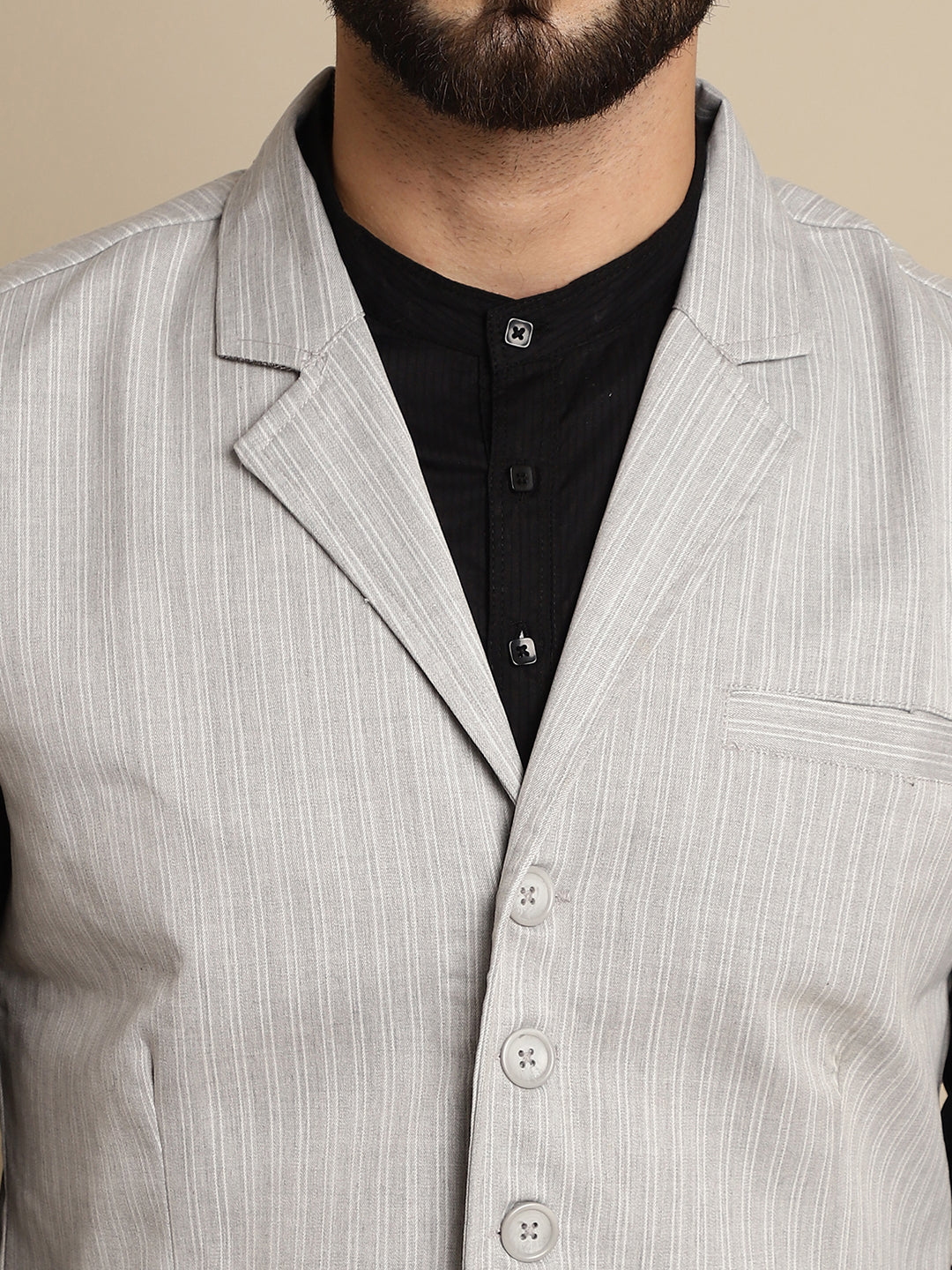 Even Apparels Men's Grey Waistcoat with Notched Lapel