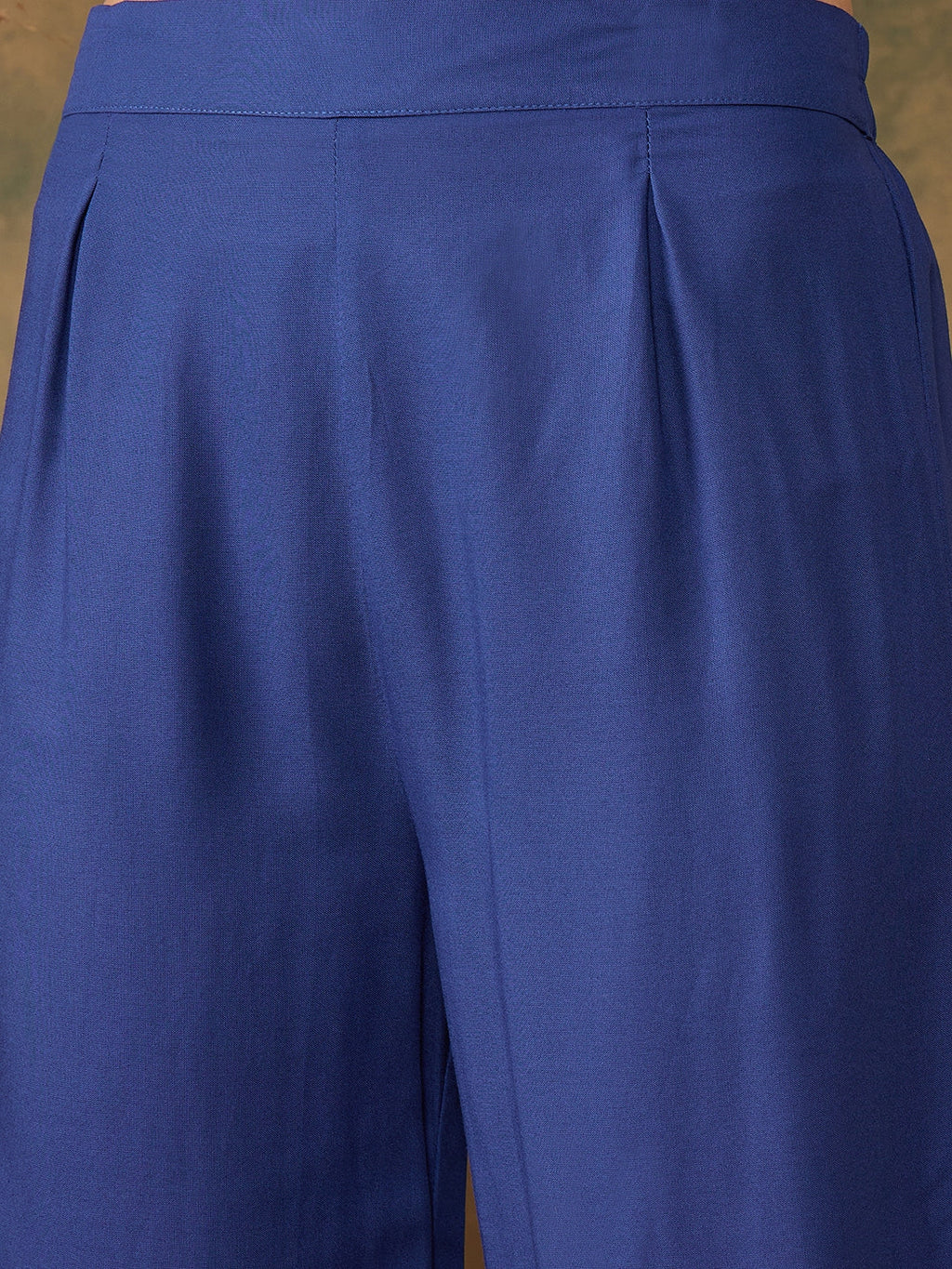 InWeave Women's Ink Blue Square Yellow Patch Work Assymentrical Kurta Set