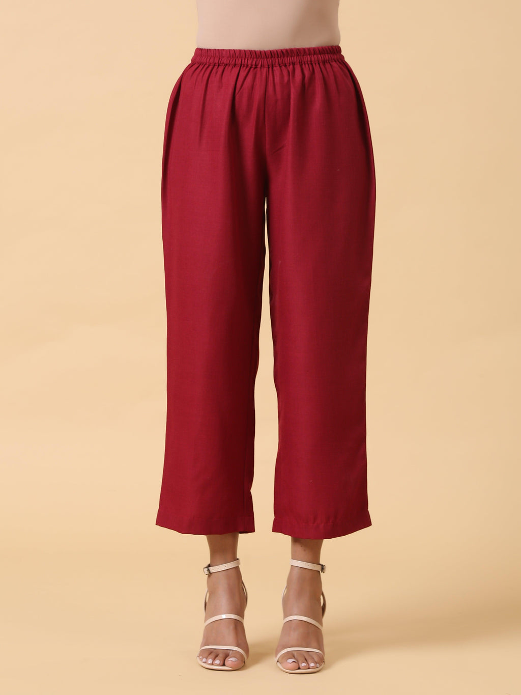 trueBrowns Cotton Linen Maroon Sleeveless Kurta Pant Set