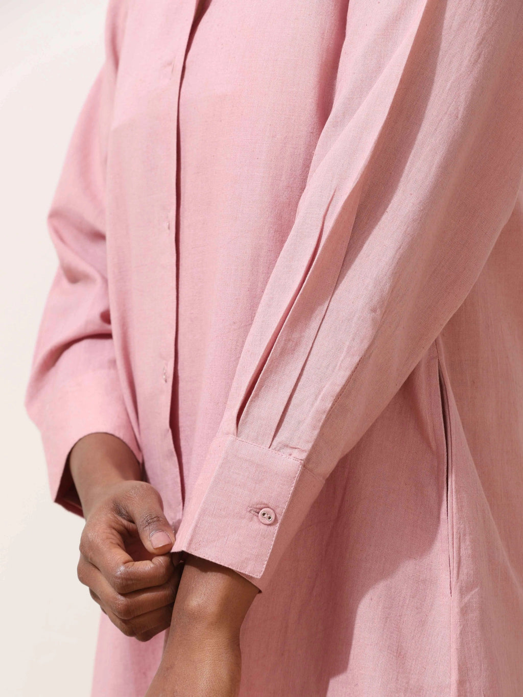 trueBrowns Pink Cotton Linen Dress
