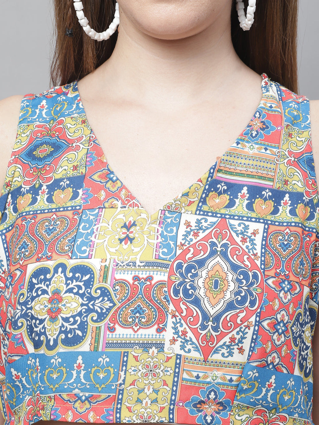 Jainish Women's WoDigital Printed Crop Top and Jacket Set - Multi