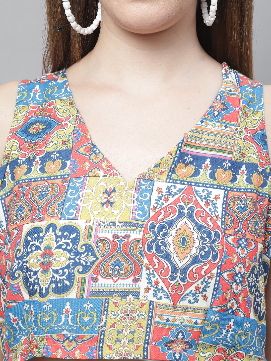 Jainish Women's WoDigital Printed Crop Top and Jacket Set - Multi