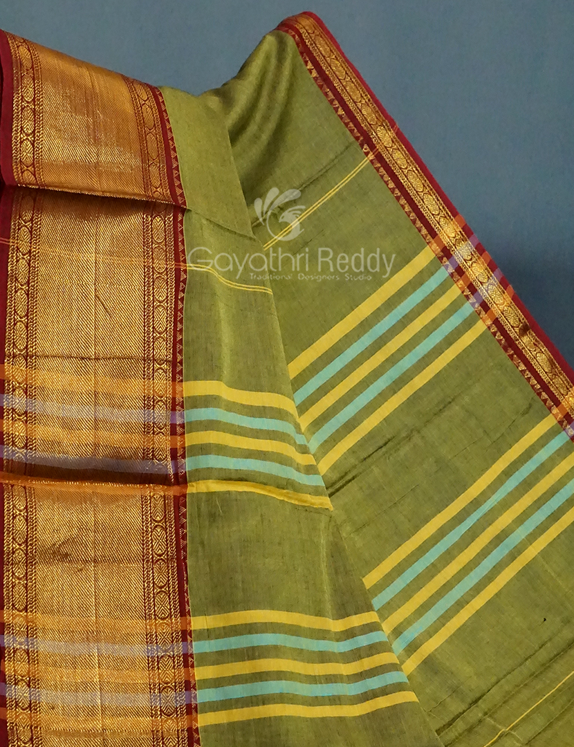 Kalanetha Green Leaf Coloured Pure Narayanpet Cotton Saree By Gayathri Reddy Designer Studio