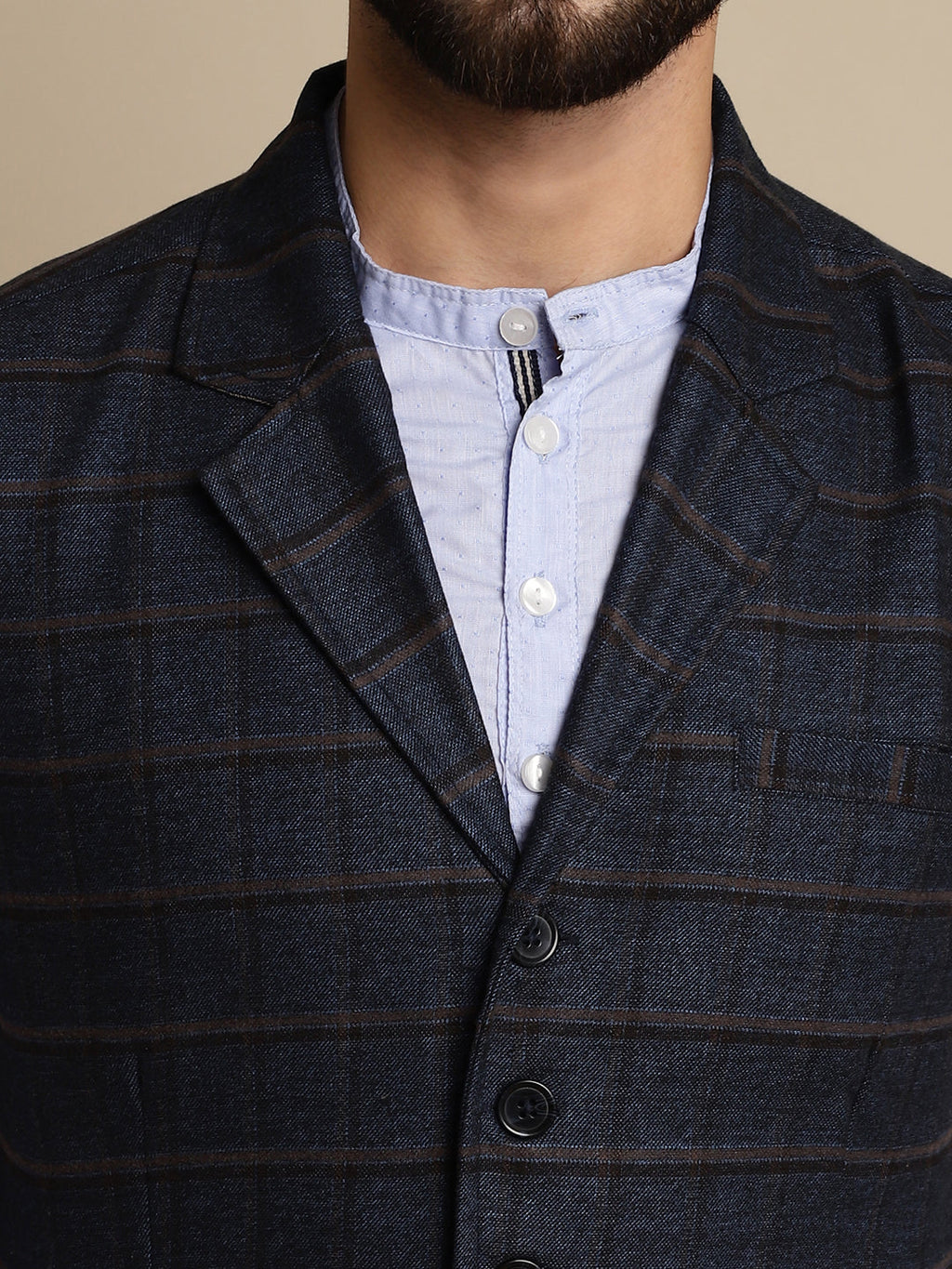 Even Apparels Men's Blue Waistcoat with Notched Lapel