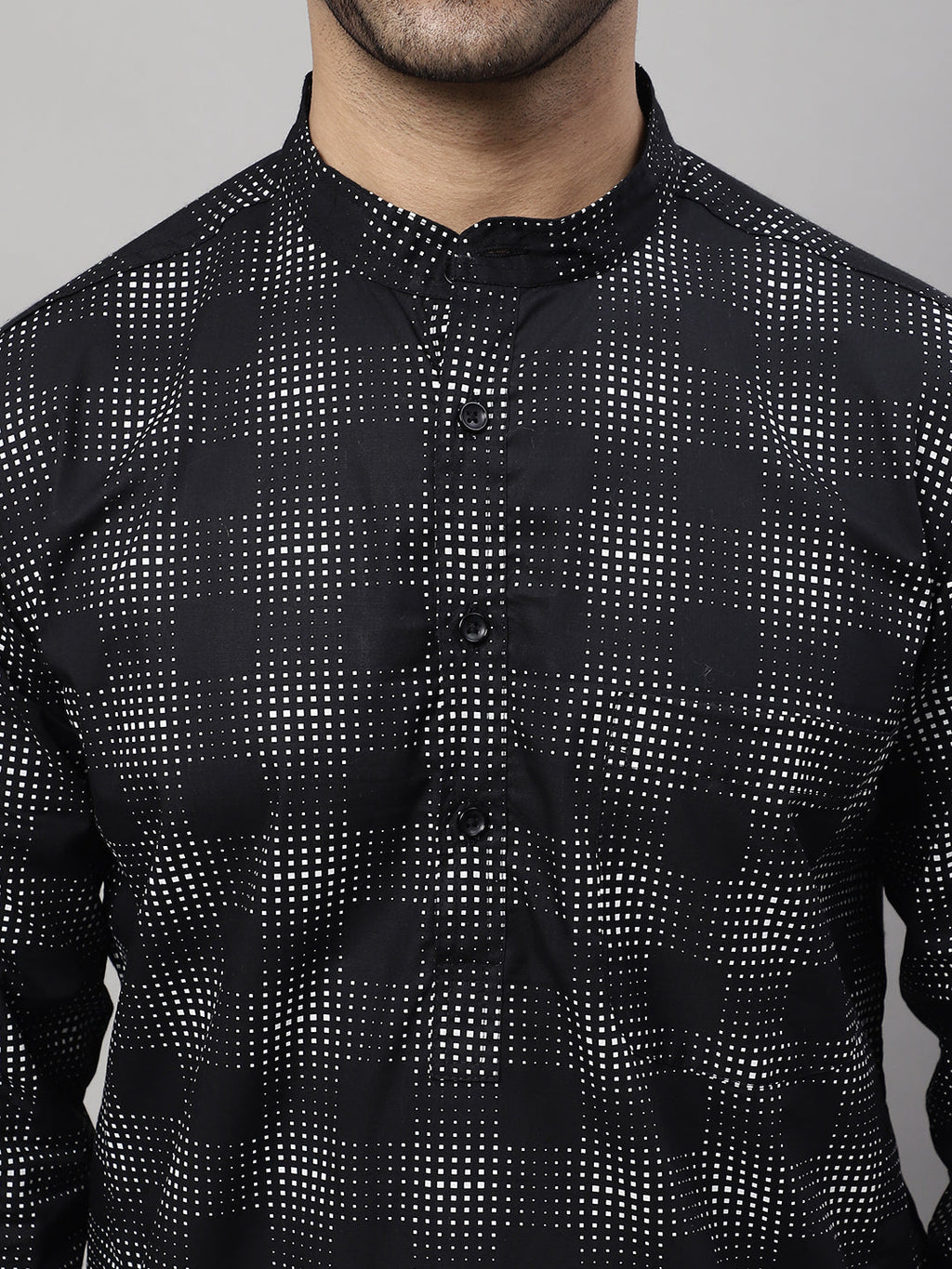 Even Apparels Black Pure Cotton Kurta With Band Collar
