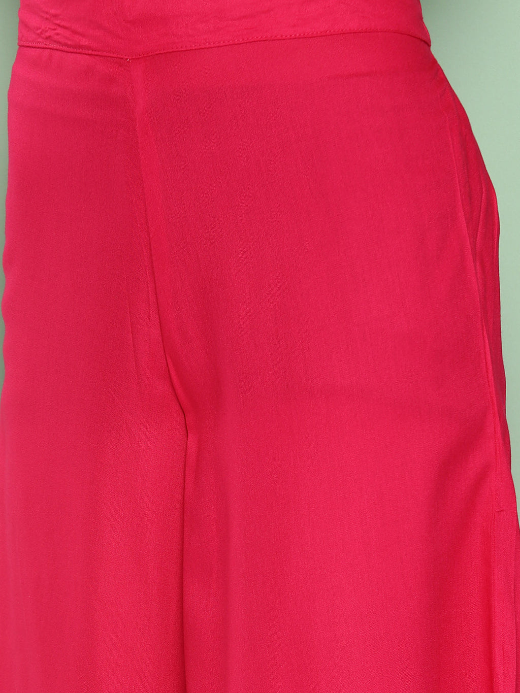 InWeave Women's Fuchsia Sleeveless Kurta Set W Navy Floral Or Dupatta