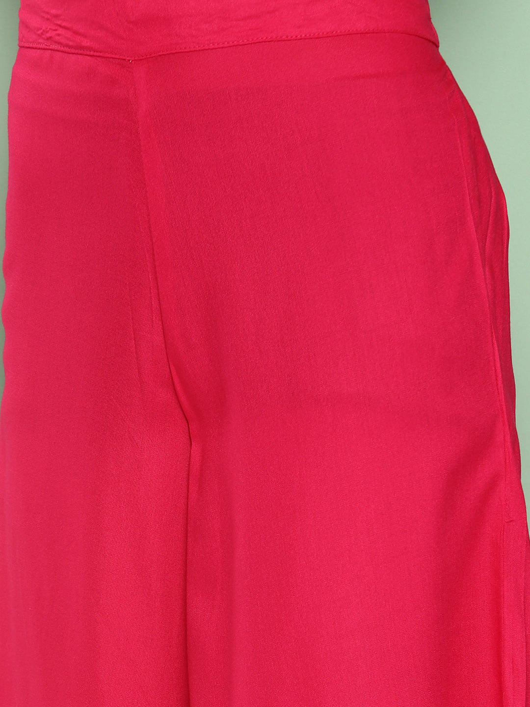 InWeave Women's Fuchsia Sleeveless Kurta Set W Navy Floral Or Dupatta