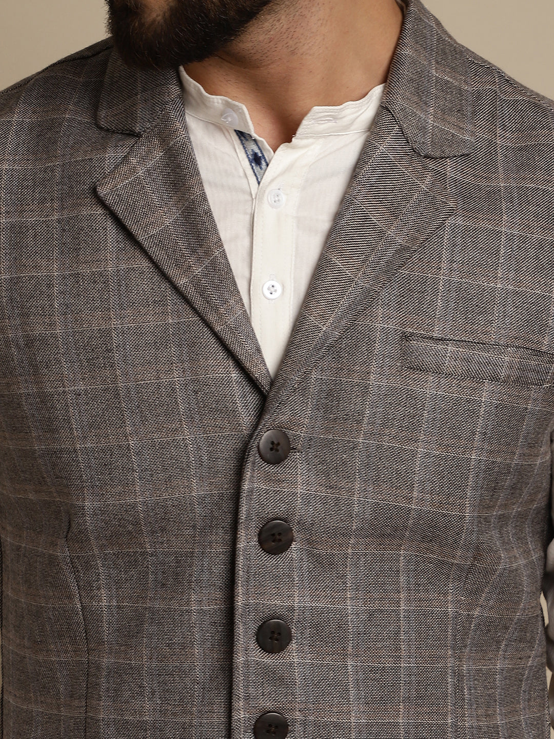 Even Apparels Men's Brown Waistcoat with Notched Lapel