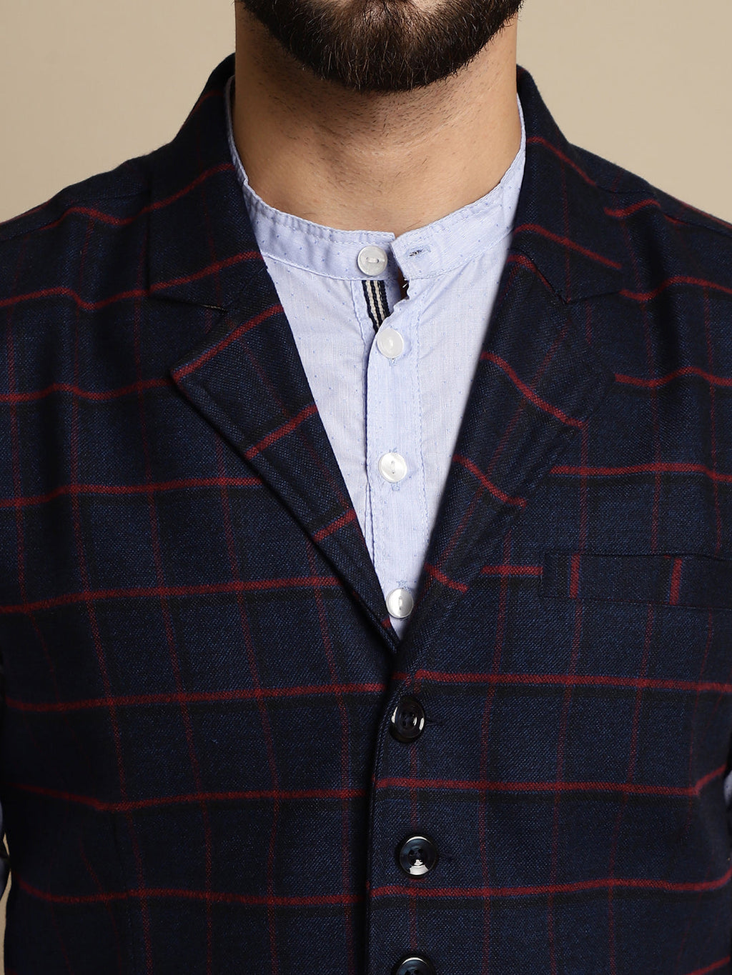 Even Apparels Men's Blue Waistcoat with Notched Lapel