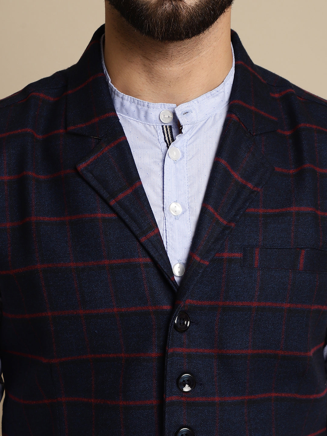 Even Apparels Men's Blue Waistcoat with Notched Lapel
