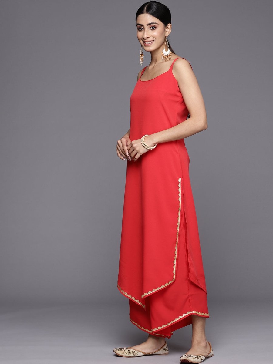 Ahalyaa Womens Crepe Solid Kurta Palazzo Set With Dupatta