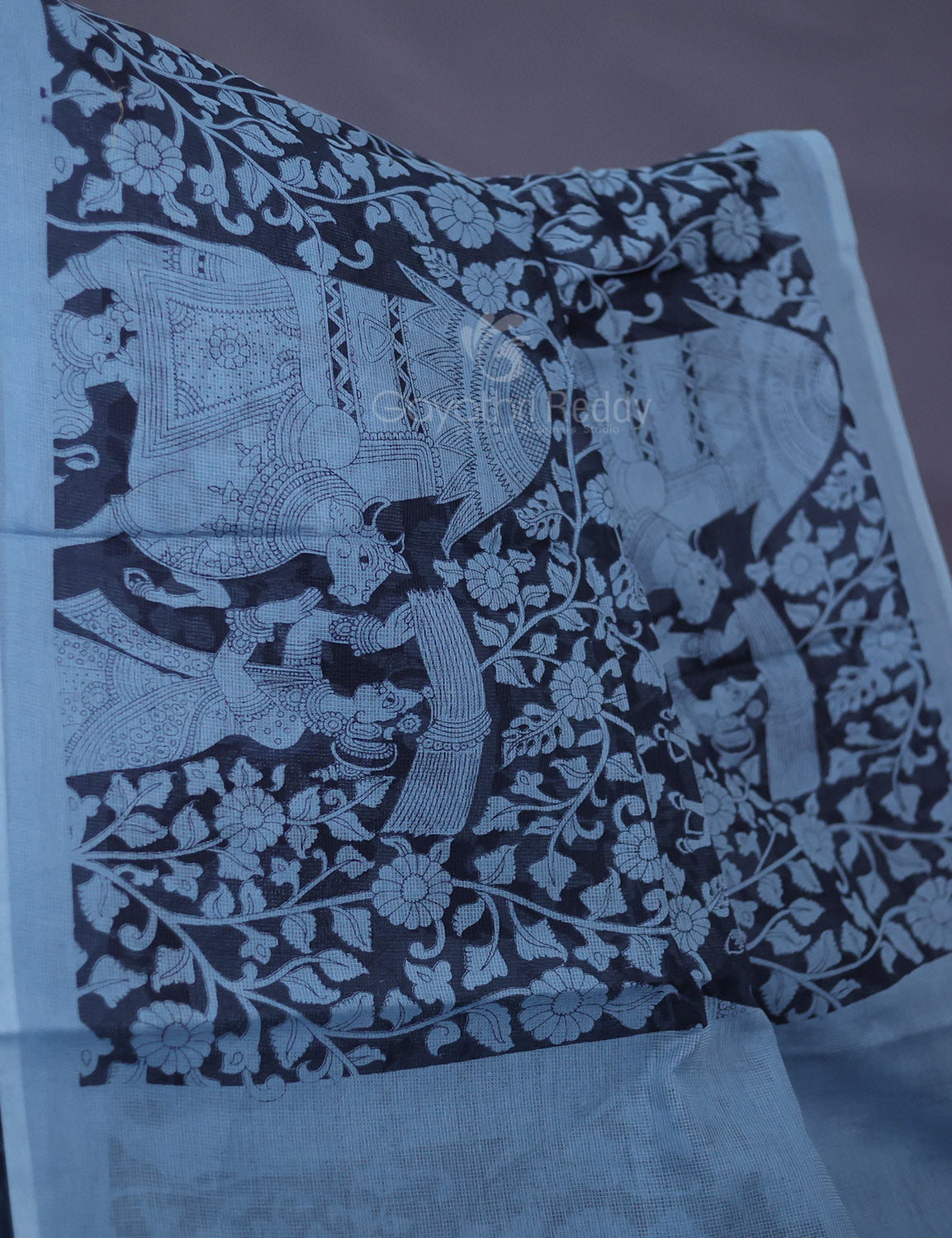 Shades of Grey Colour Kalamkari Pure Munga Cotton Saree By Gayathri Reddy Designer Studio