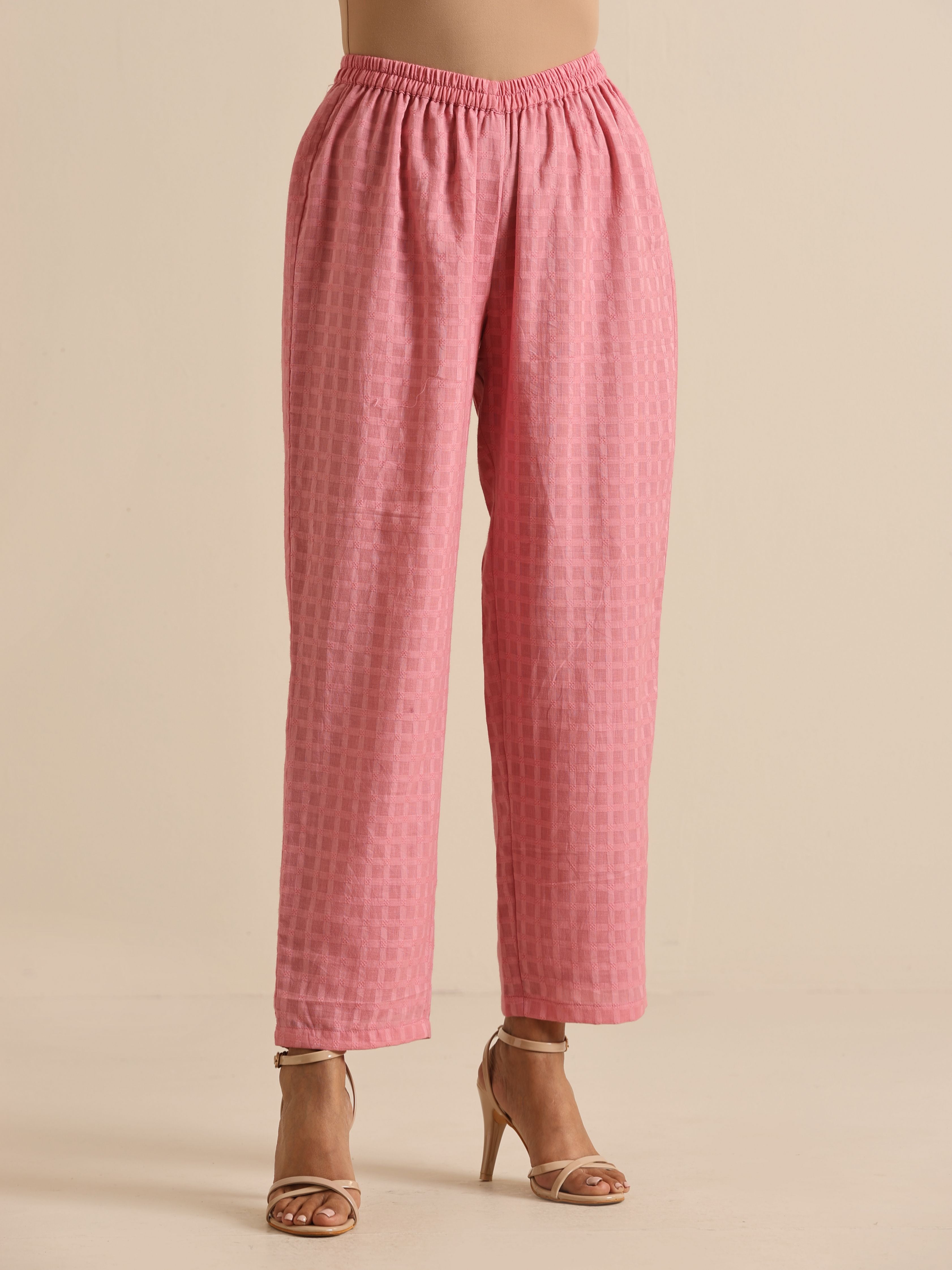 trueBrowns Light Pink Dobby Oversized Co-Ord Set