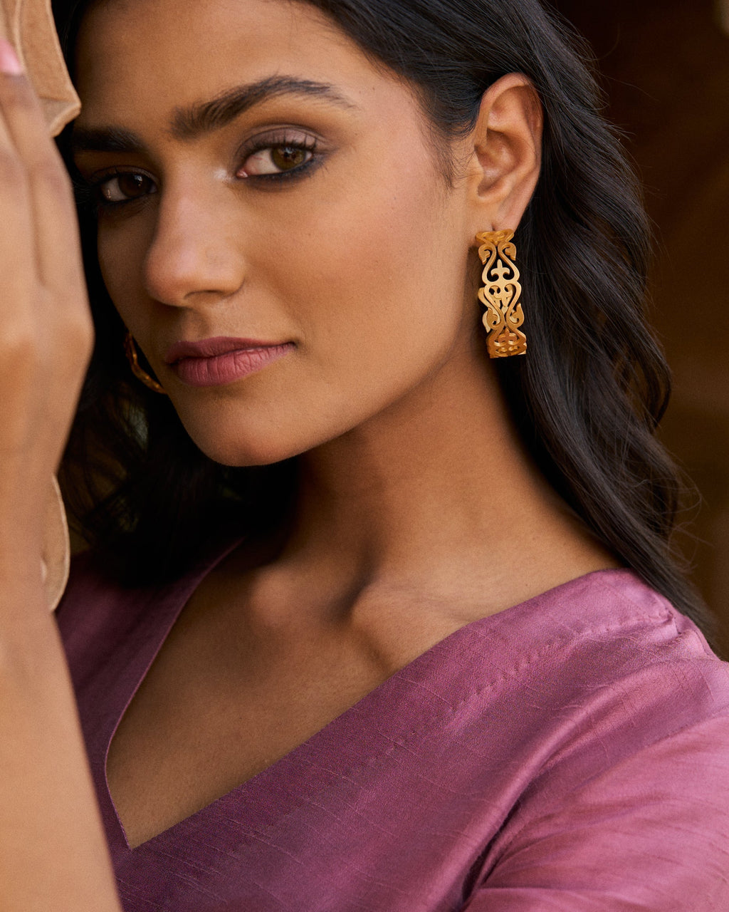 trueBrowns Gold-Polished Hoop Earrings